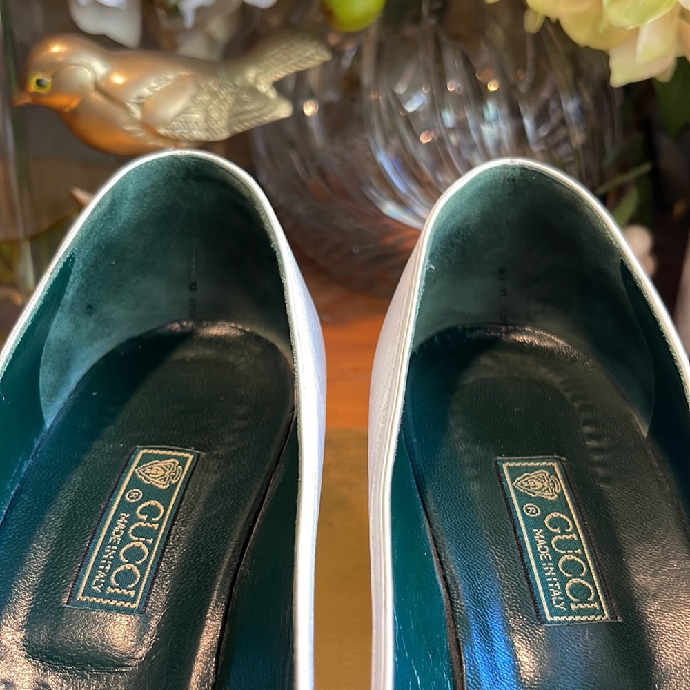 Gucci Logo Heels in Bright White Leather | ULTRA RARE! - Picture 10 of 16